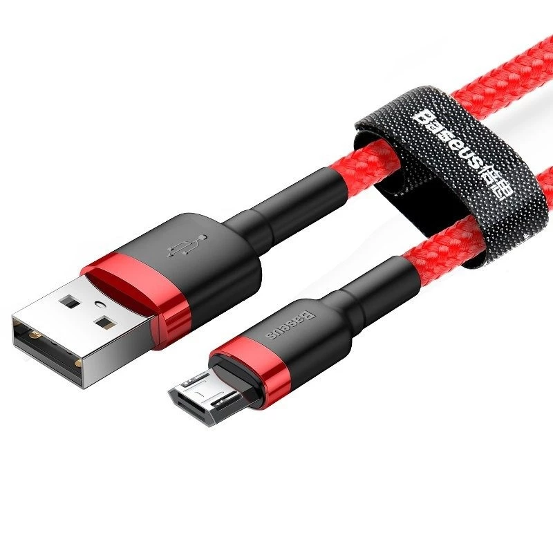 USB kabelis Baseus CAMKLF-C09 2m USB A Micro-USB B sarkans