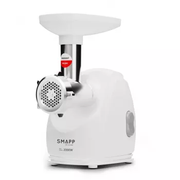 Elektriskā sadzīves gaļas maļamā mašīna SMAPP 489.8 — 2000 W, 3 sieti (2.7 / 8 mm), neslīdošas pēdiņas, pelēka