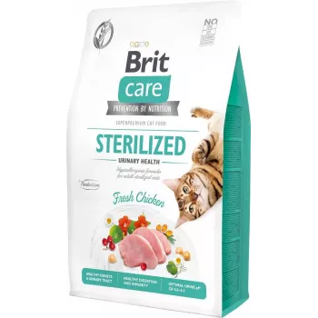 Sausā kaķu barība Brit bez graudiem Sterilized Urinary 2 kg — sterilizētiem pieaugušiem kaķiem, vistas gaļa, 32% olbaltumvielu, urīnceļu atbalsts