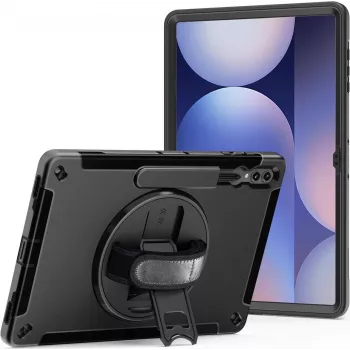 JT Berlin planšetdatora maciņš ar statīvu un rokas siksnu Samsung Galaxy Tab S10 Ultra / S9 Ultra — melns