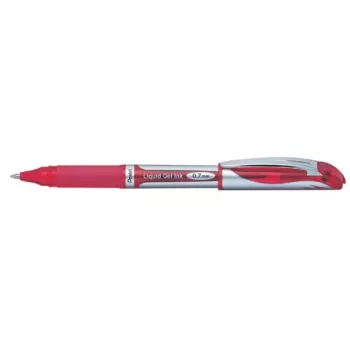 Uzspraužama izvelkama pildspalva Pentel Energel XM Klick sarkana