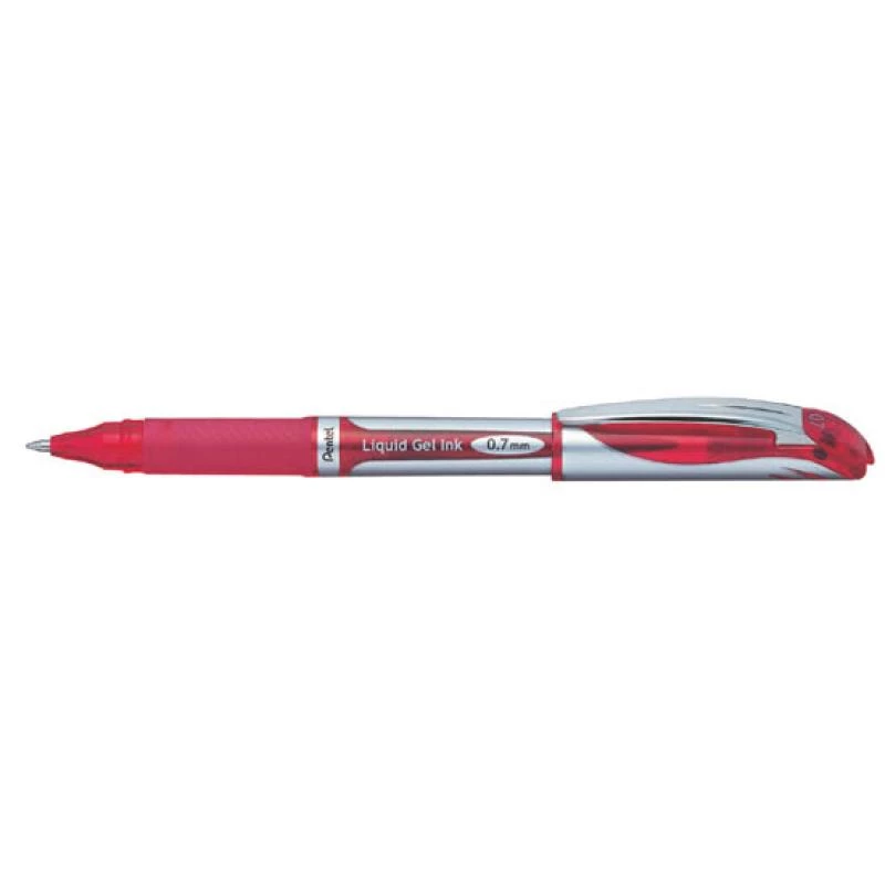 Uzspraužama izvelkama pildspalva Pentel Energel XM Klick sarkana
