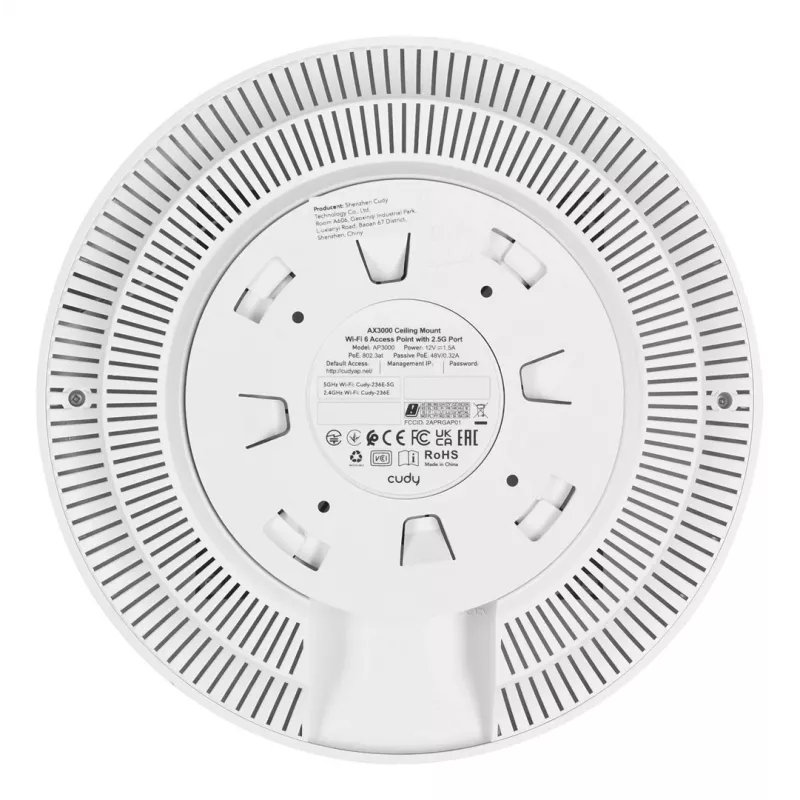 Cudy AP3000 bezvadu piekļuves punkts 2976 Mbit/s Balts Power over Ethernet (PoE)
