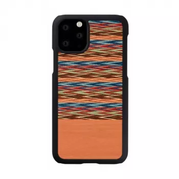 viedtālruņa maciņš man and wood iPhone 11 Pro — brūns rūtojums ar melnu apmali