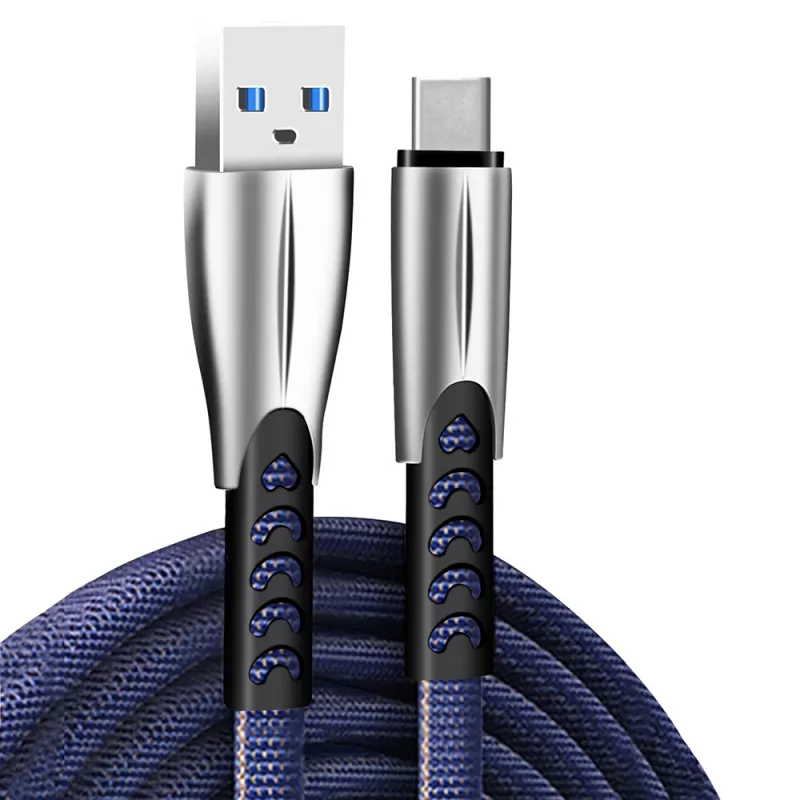ColorWay USB Type-C kabelis (cinka sakausējums) 2,4A, 1 m | CW-CBUC012-BL