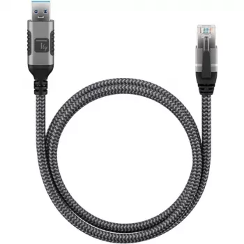 Techly ICOC U3A-RJ45-010 tīkla kabelis Melns, Sudrabs 1 m Cat6 F/UTP (FTP)