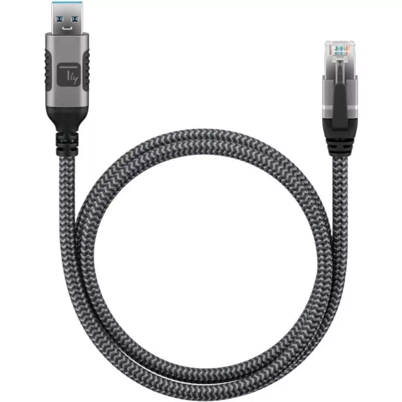 Techly ICOC U3A-RJ45-010 tīkla kabelis Melns, Sudrabs 1 m Cat6 F/UTP (FTP)
