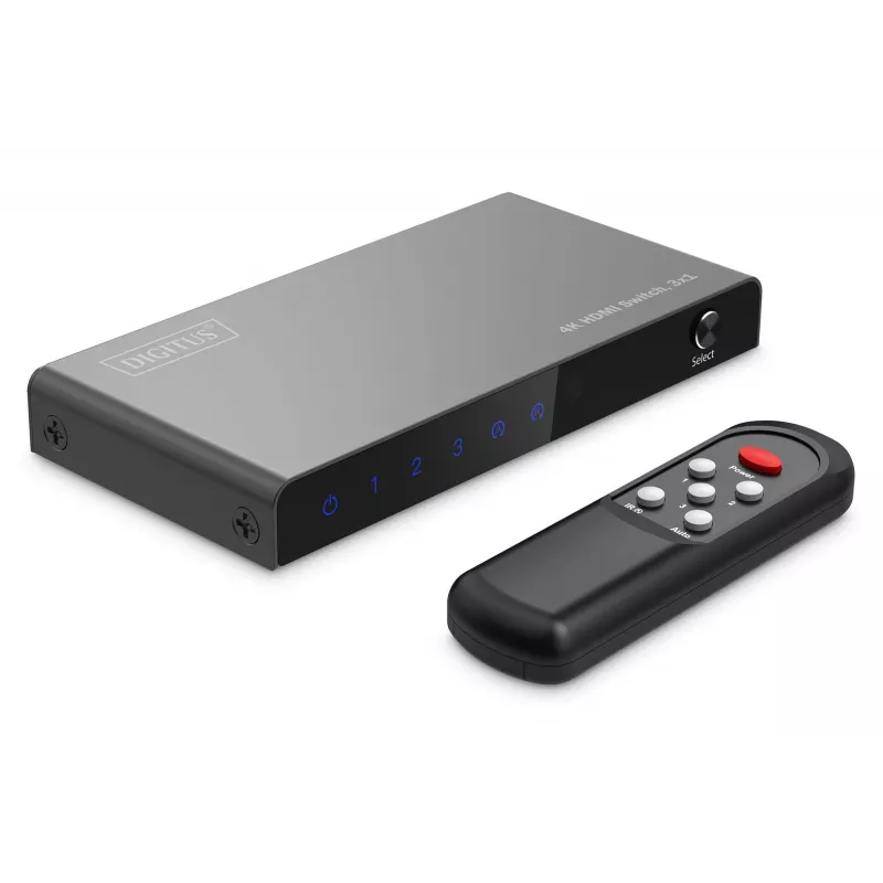 Digitus 4K HDMI slēdzis 3x1 metāla melns 18 Gbit/s
