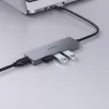 USB centrmezgls Aukey CB-H36 — 4 portu USB 3.2 Gen 1 Type-A, resursdators USB 2.0, 5000 Mbit/s, alumīnijs sudraba krāsā