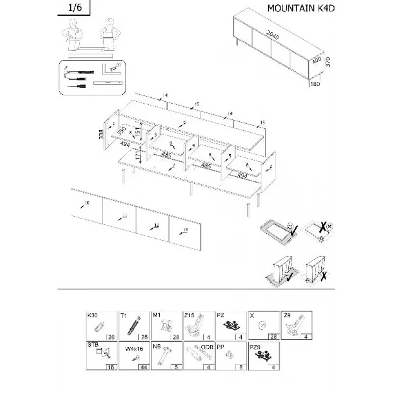 Chest of drawers cama meble Cama 4D MOUNTAIN 204x40x72 cm — Melns & gold, MDF/particle board