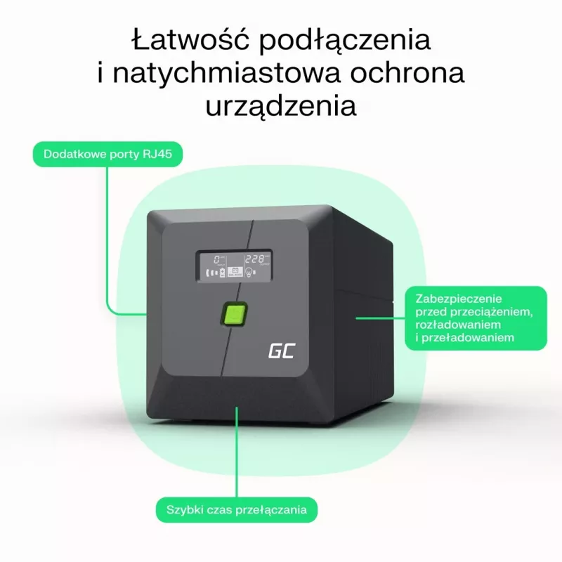 Green Cell nepārtrauktās barošanas avots (UPS) Line-Interactive 1 kVA 600 W 4 AC kontaktligzdas