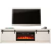 TV skapis ar elektrisko kamīnu Cama Meble GRANERO modelis RTV GRANERO + KOM B/B, 200x56.7x35 cm, balts/spīdīgi balts, 2 durvis, 2 plaukti, MDF/skaidu plātne