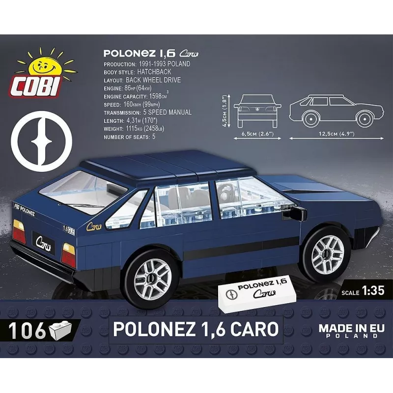 Cobi Polonez 1,6 Caro modelu komplekts — mērogs/modelis nav norādīts, plastmasas konstrukciju komplekts, MPN 24589