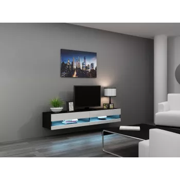 TV statīvs cama meble VIGO NEW 30/180/40, 1800×400×300 mm, melna virsma, skaidu plātņu rāmis