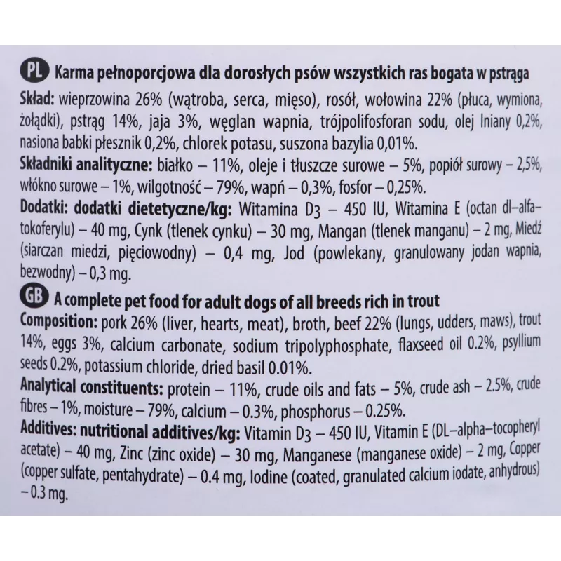 Mitrā suņu barība Dolina Noteci DOLINA NOTECI Premium pieaugušiem suņiem 400 g bundža Zivs