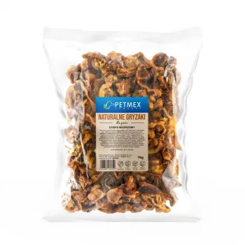 Suņu kārumi PETMEX cūkgaļas strēmelītes 1 kg — vienas sastāvdaļas cūkgaļas našķis, hipoalerģisks, bez graudiem, bez cukura