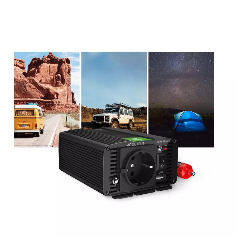 GREEN CELL Auto jaudas pārveidotājs 12V uz 230V 150W/300W Tīrs sinusa vilnis