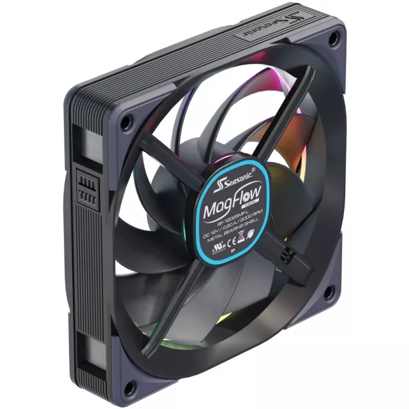 Ventilators Seasonic MagFlow ARGB 12 cm 2000 RPM Melns