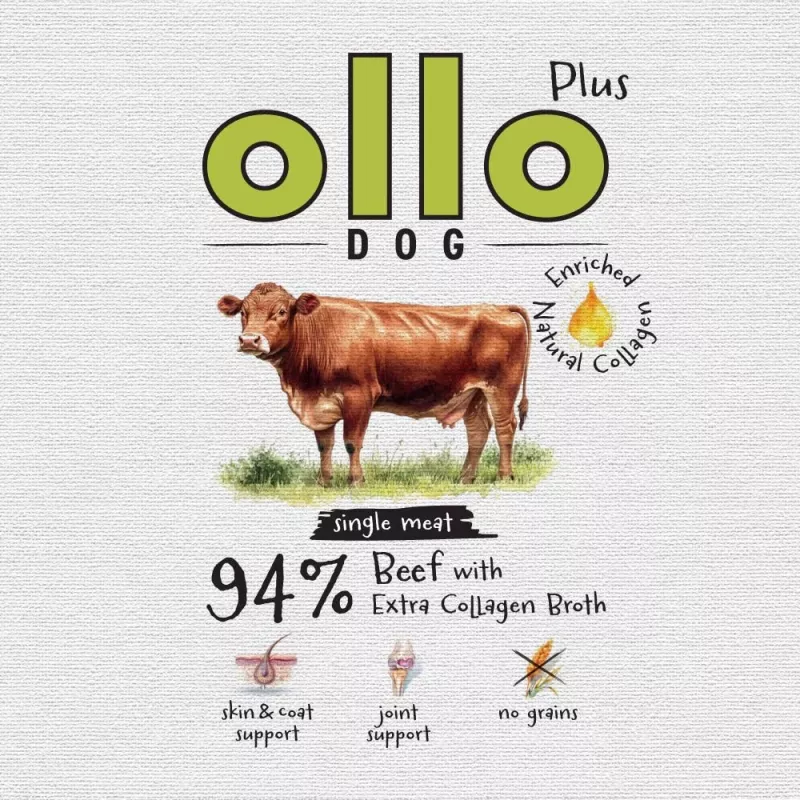 Ollo Plus Kolagen Beef 400g suņu barības kanna