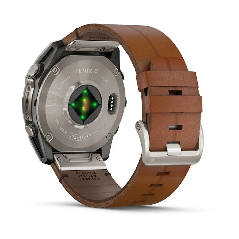 Garmin Fenix 8 3,56 cm (1,4 inch) AMOLED 51 mm Digitāli 454 x 454 pikseļi Skārienekrāns Titāns Wi-Fi GPS (satelīts)