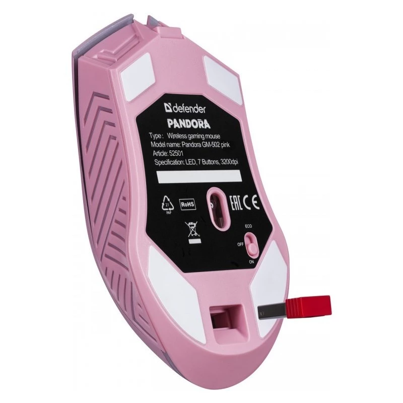 Bezvadu spēļu pele DEFENDER P ANDORA PINK interfeiss