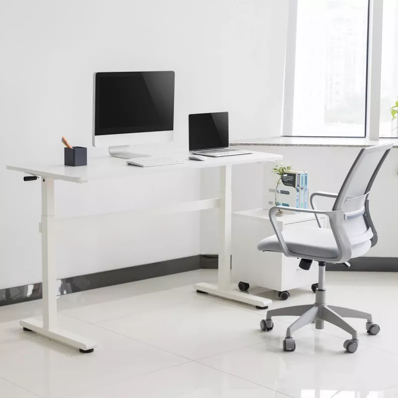 Manuāli regulējams galds Ergo Office, maks. 40 kg, maks. augstums 117 cm, ar virsmu darbam stāvus un sēdus, ER-401 W