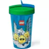 Room Copenhagen LEGO krūze ar salmiņu Iconic Boy spilgti zila (zili/zaļa, 500 ml)