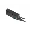 USB centrmezgls NATEC MANTIS USB 2.0 Type-B — 4x USB 3.2 Gen 1 Type-A porti, melns, 0,8 m kabelis, maiņstrāvas adapteris, barošanas slēdzis