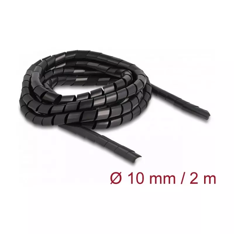 Delock Elastīga Spirālveida Caurule 2m x 10mm Melna