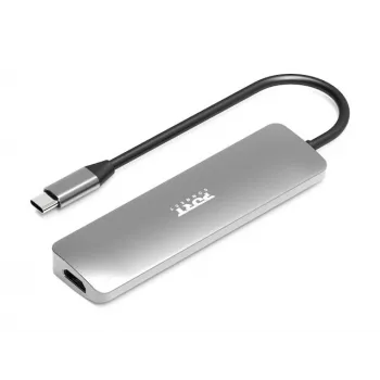 Saskarnes centrmezgls Port Designs 900162 USB Type-C — USB Type-C izeja, 3840x2160@60Hz, 20V/5A ieeja, 117×34×13 mm, sudraba