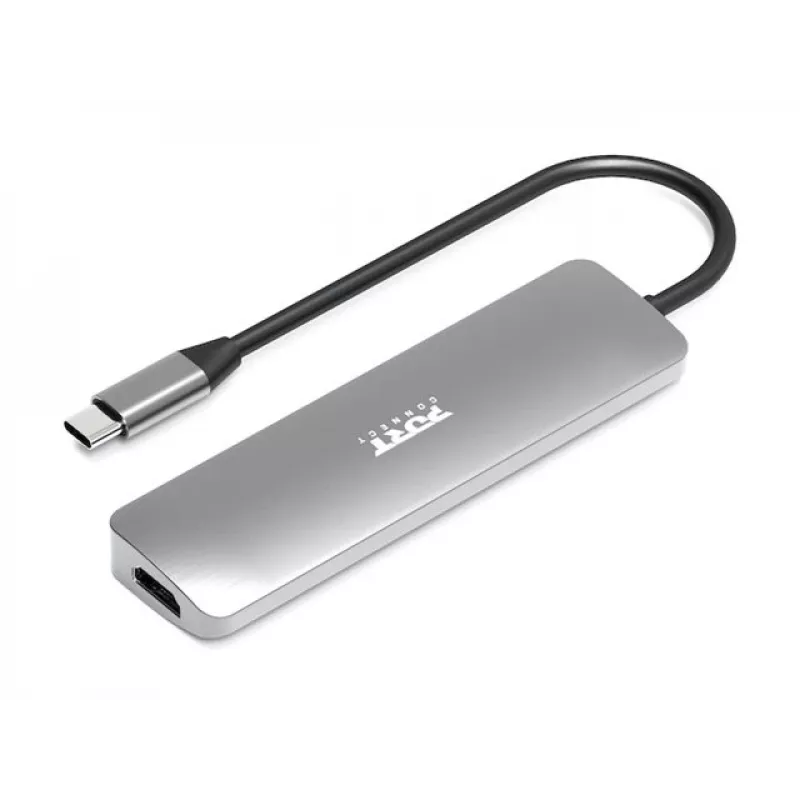Saskarnes centrmezgls Port Designs 900162 USB Type-C — USB Type-C izeja, 3840x2160@60Hz, 20V/5A ieeja, 117×34×13 mm, sudraba