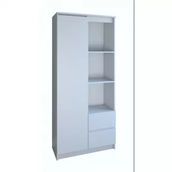 Biroja grāmatu skapis Top e Shop RS-80 BILY BIEL, balta skaidu plātne, 7 plaukti, 800×350×1800 mm