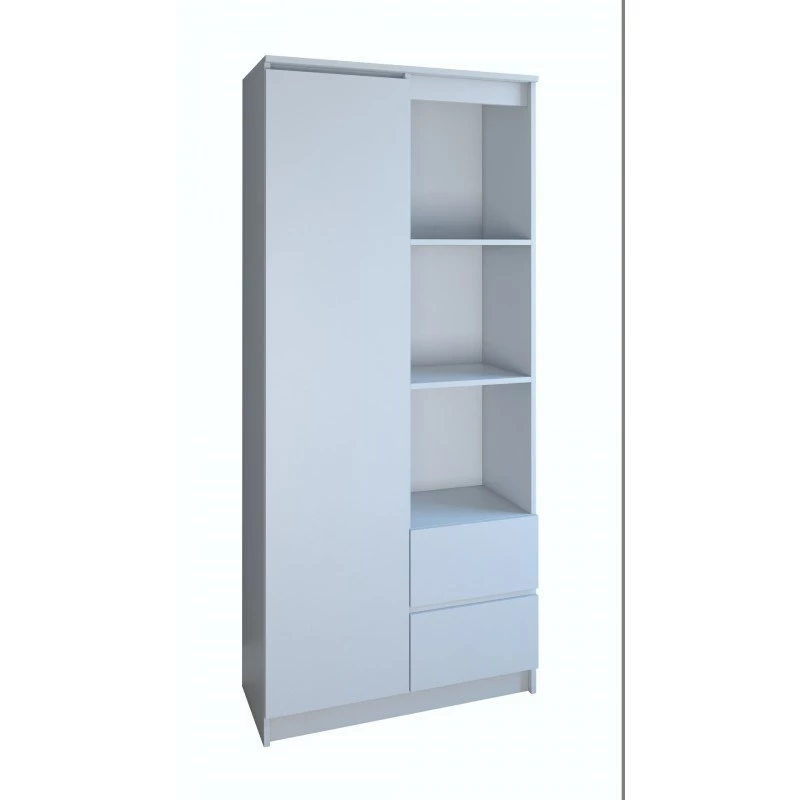 Biroja grāmatu skapis Top e Shop RS-80 BILY BIEL, balta skaidu plātne, 7 plaukti, 800×350×1800 mm