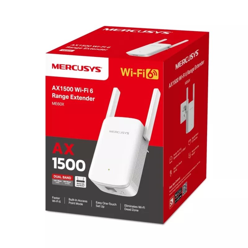 Mercusys WI-FI 6 AX1500 Dual Bands signāla atkārtotājs - ME60X