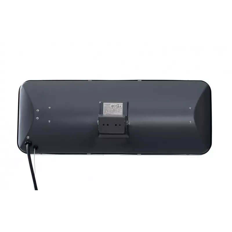 Kvarca elektriskais sildītājs SUNRED LUG-2000W — 2000 W, kvarca stikla elements, lietošanai ārpus telpām, piestiprināms pie sienas, IP24, melns