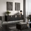 Chest of drawers cama meble Cama 4D MOUNTAIN 204x40x72 cm — Melns & gold, MDF/particle board