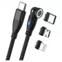 USB kabelis RealPower MagneticCharge 100 1m USB C melns