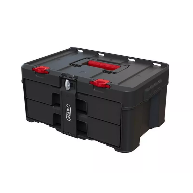 Instrumentu kaste KETER Stack'N'Roll (17210832/253384) 2 atvilktnes Melna