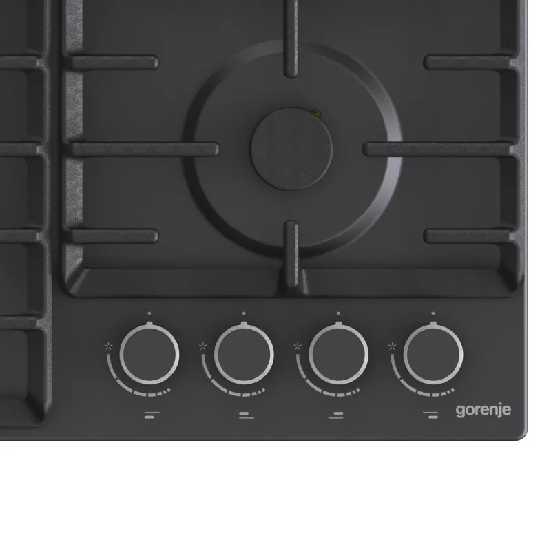 Gorenje plīts virsma GW642AB Gāzes Degļu/sildvirsmu skaits 4 Rotācijas slēdži Melns