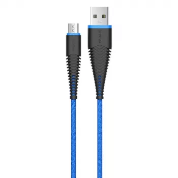 USB Micro-B kabelis Devia Fish 1 Series 5V 2.4A 1.5m Zils