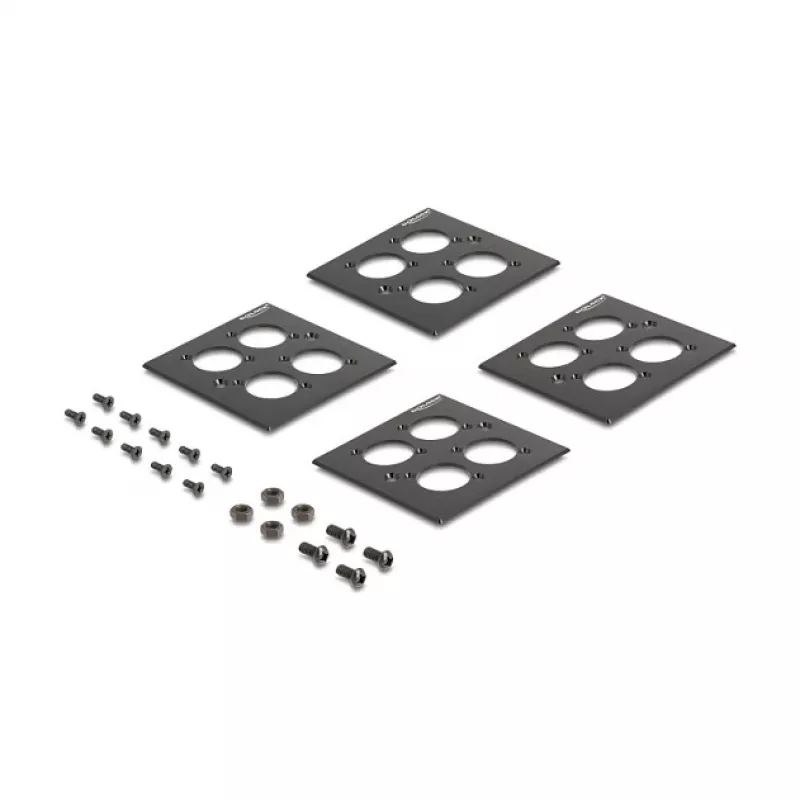 DeLOCK 88195 D veida 19 collu ielāpu panelis ar 4 plāksnēm, 16 porti, 2U, melns