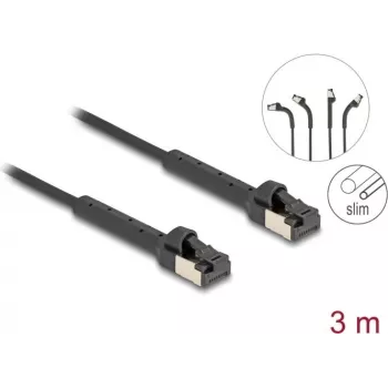 Tīkla kabelis DeLOCK RJ45 plāns Cat.6A U/FTP 3m Melns