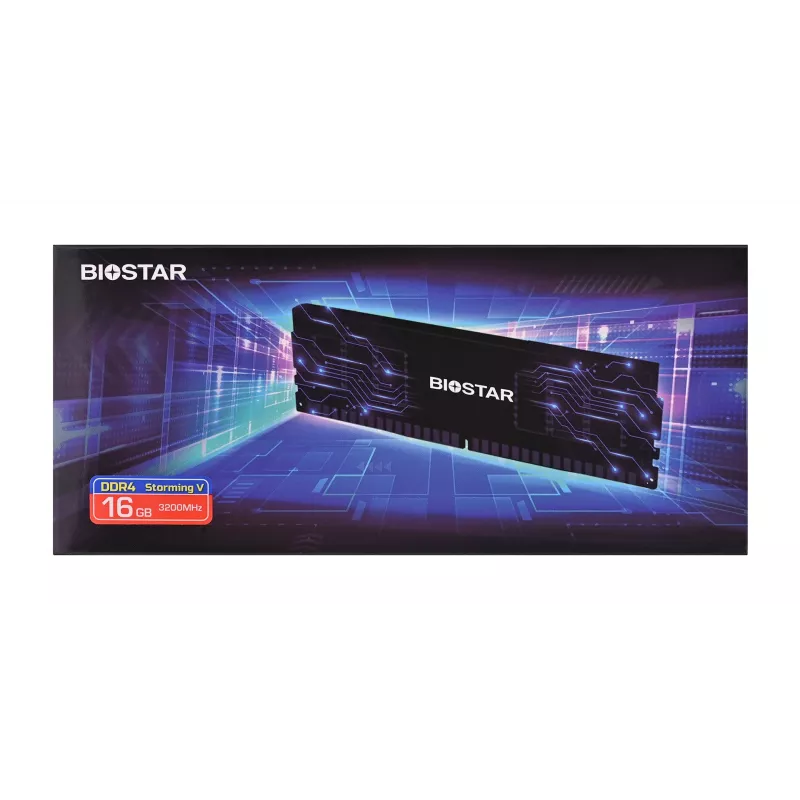 Galddatora DDR4 operatīvā atmiņa BIOSTAR 16GB 3200MHz ar siltuma izkliedētāju (modelis DO32NU4H16)