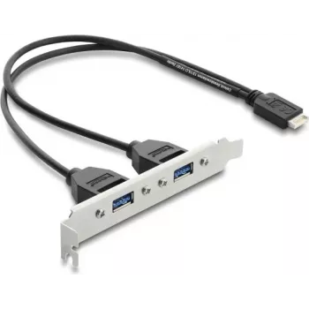 Iekšējā USB Type-E Key B adaptera karte DELOCK 67346 — 2× USB-A 5 Gbps ar slotu kronšteinu