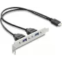 Iekšējā USB Type-E Key B adaptera karte DELOCK 67346 — 2× USB-A 5 Gbps ar slotu kronšteinu