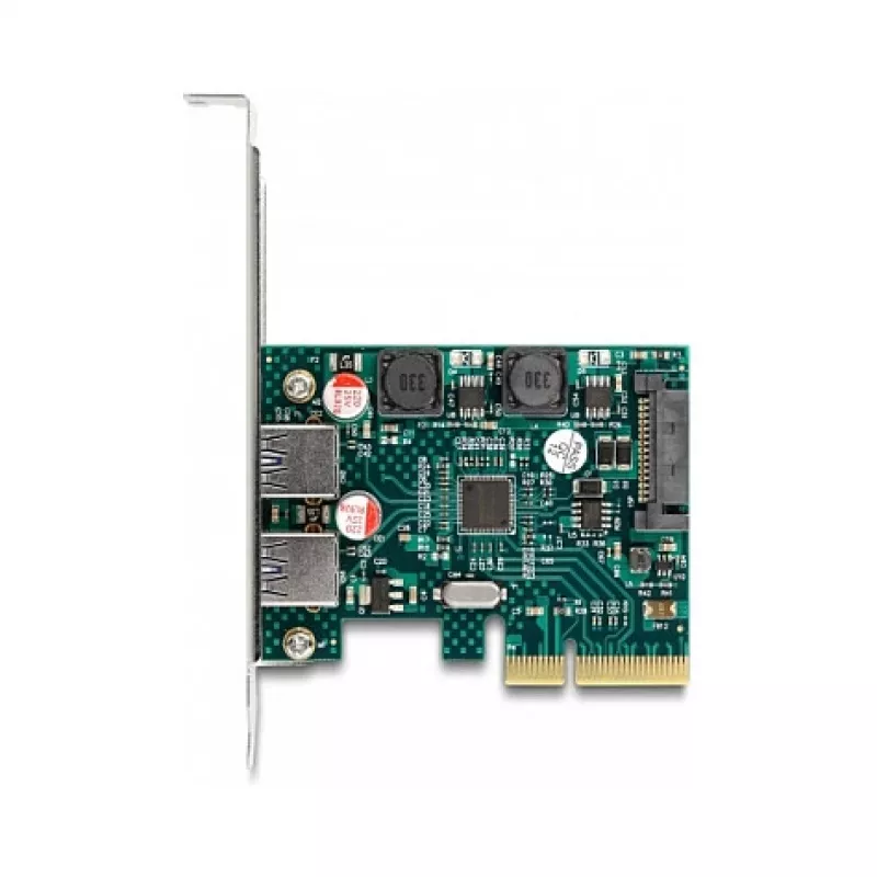 DeLOCK PCI Express x4 karte ar 2 ārējiem USB 10 Gbps Type-A portiem, zema profila