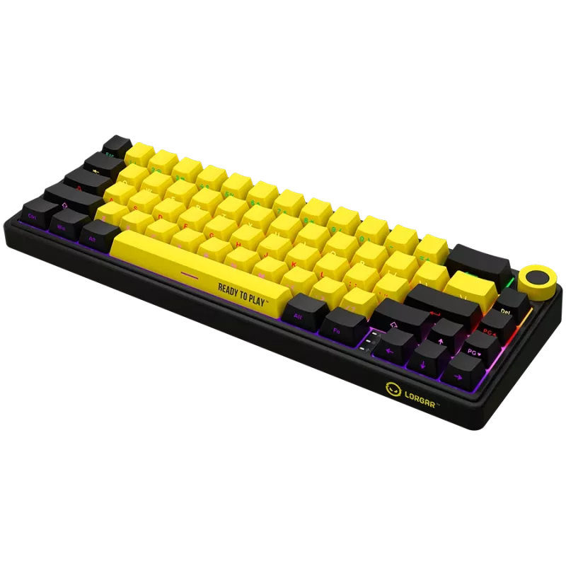 Mehāniskā spēļu tastatūra LORGAR KBP70MW 65% melna dzeltena EN izkārtojums