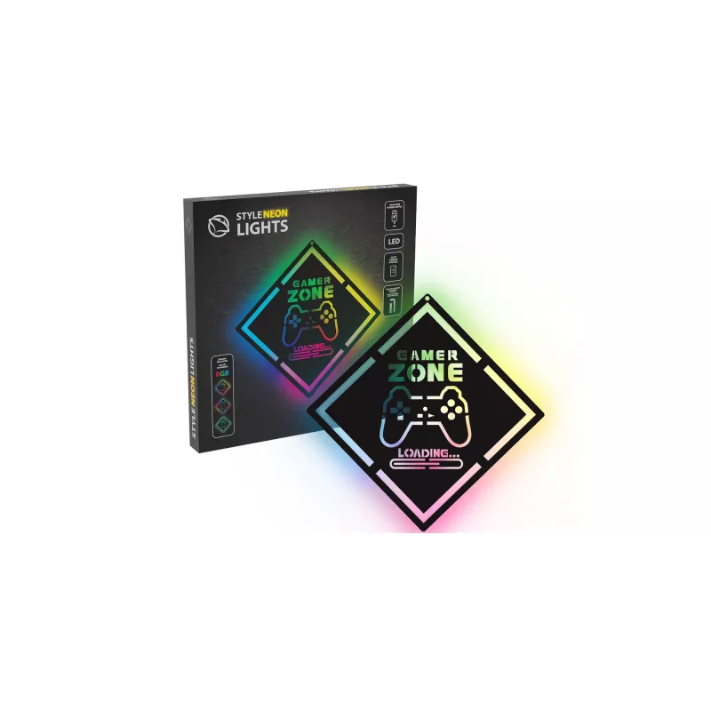 LED neona izkārtne MANTA MASNL132RGB Style Neon Lights GAMER ZONE, RGB apgaismota sienas dekorācija