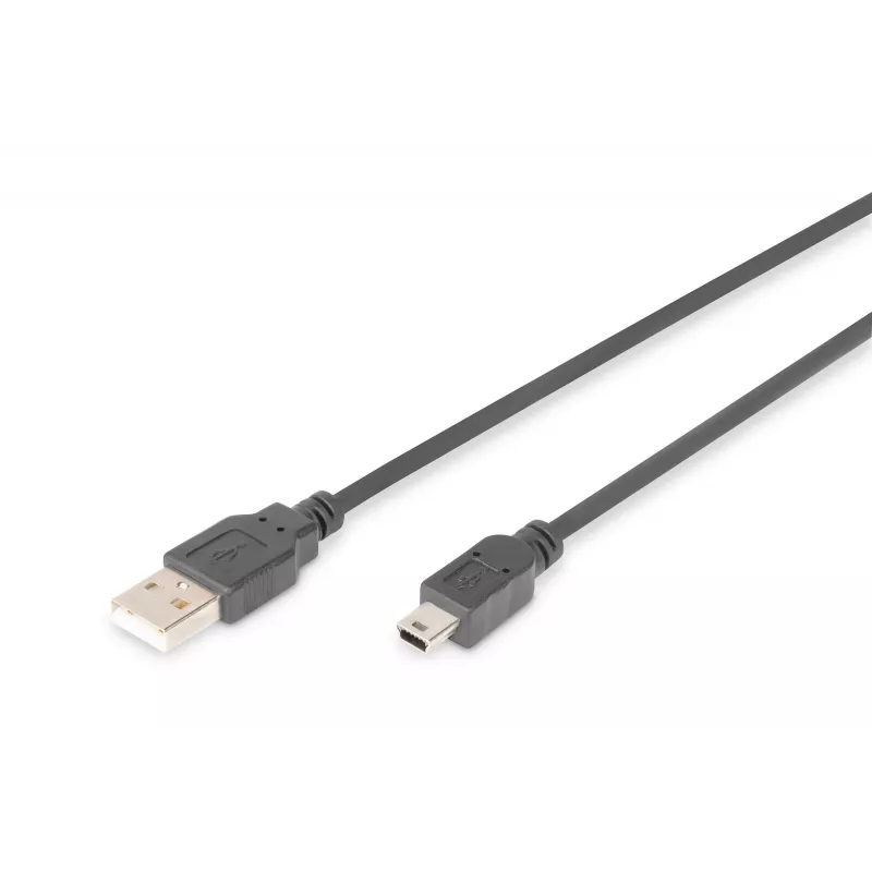 Digitus ASSMANN - USB kabelis - USB Type A, 4 kontaktu (vīr.) - Mini-USB, Type B (vīr.) - 1 m (USB / Hi-Speed USB) - formēts - melns (AK-300108-010-S)