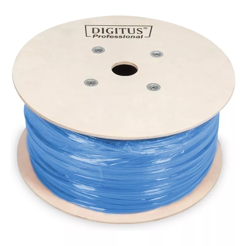 DIGITUS CAT 6A U/FTP instalācijas kabelis 305 m, vienkāršs, Cca, Easy Pull Box, zils